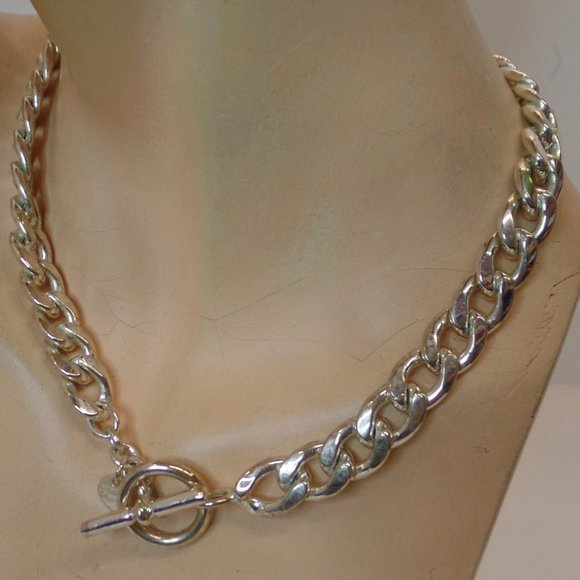 Mia Fiore Made in Italy Daydema Bronze Italy Silver Thick Chain Toggle Closure - Picture 3 of 11